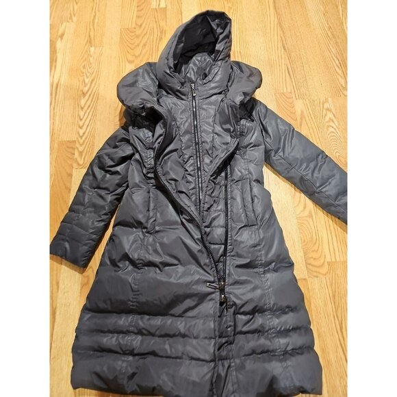 SOIA & KYO Grey Brushed Down Puffer Long Coat Jacket Sz XS EUC - Picture 3 of 13